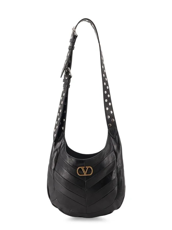 Leather Hobo Crossbody Bag With Metal Vlogo Signature - Valentino Garavani