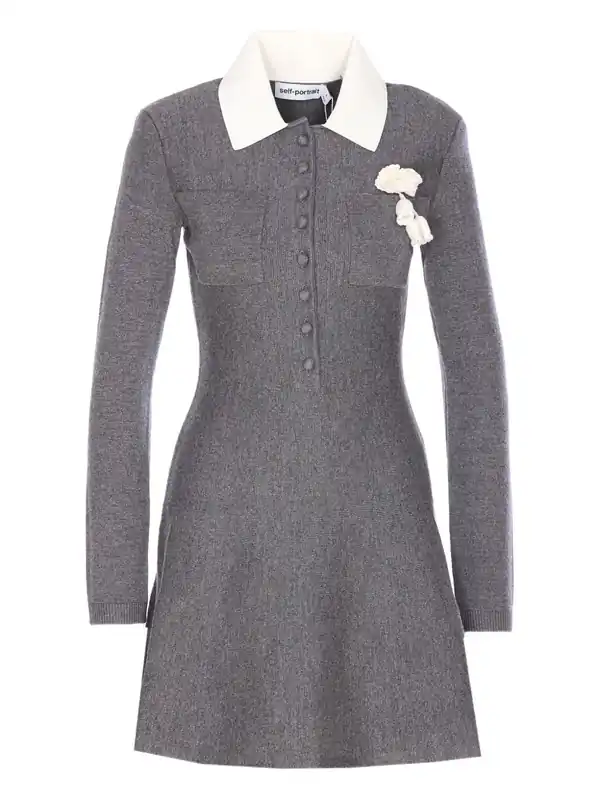 Wool Blend Short Dress - Self-Portrait