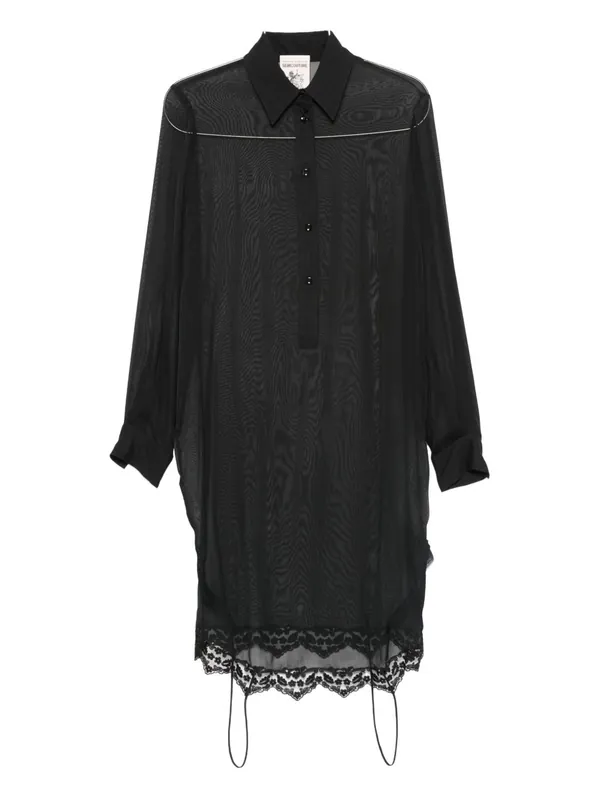 Silk Blend Long Shirt - Semicouture