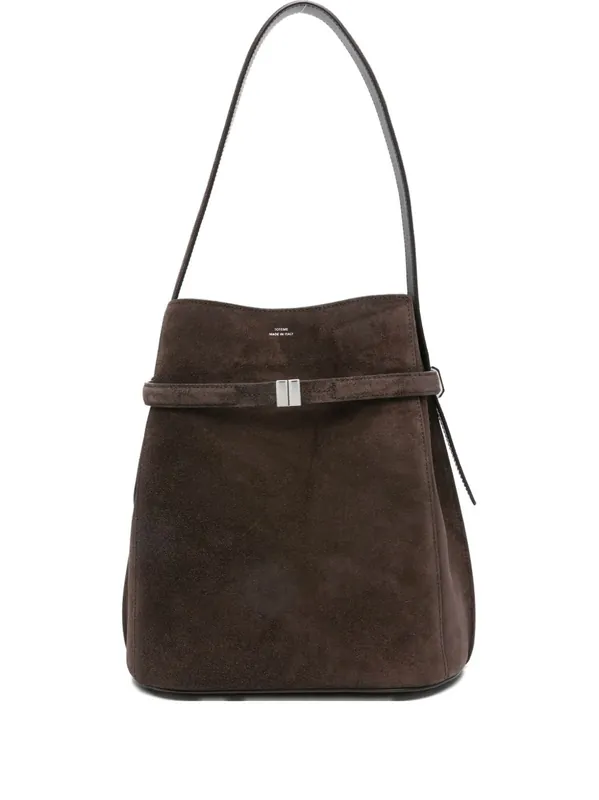 Belted Suede Leather Bucket Bag - Toteme