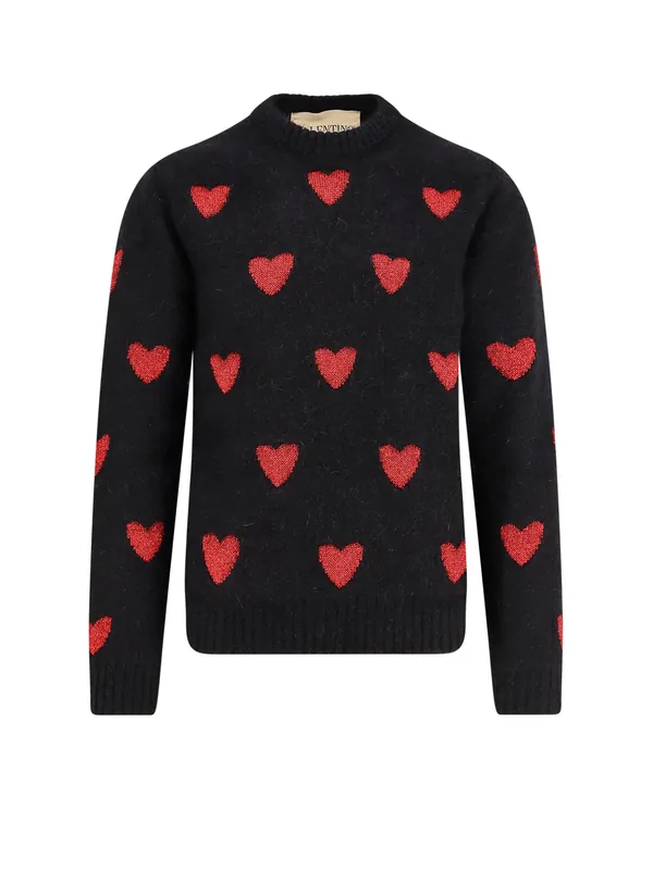 Wool And Mohair Sweater With Lurex Hearts - Valentino Garavani