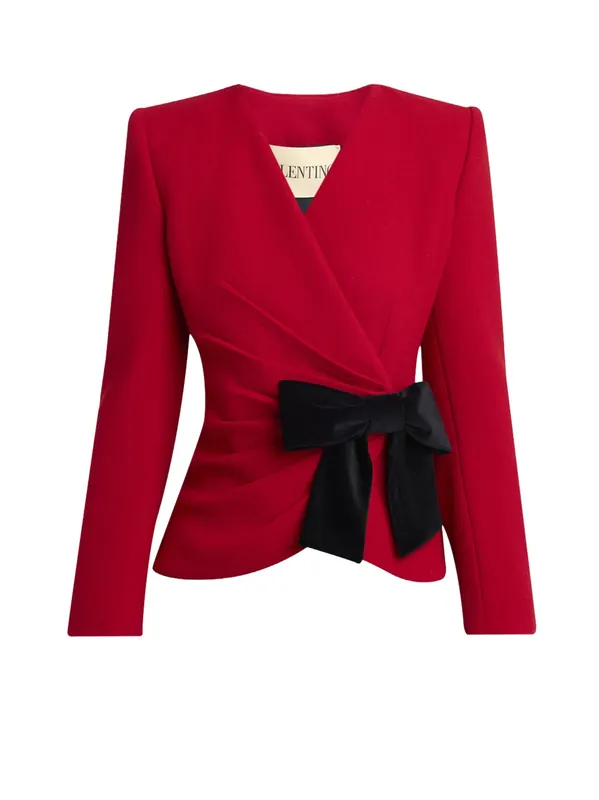 Wool Crepe Blazer With Bow - Valentino Garavani