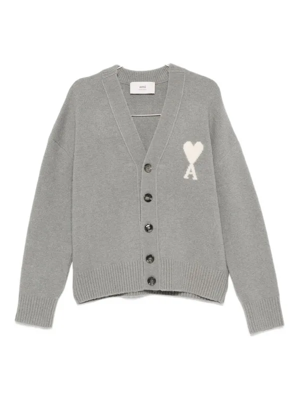 Ami De Coeur Wool Cardigan - Ami Paris