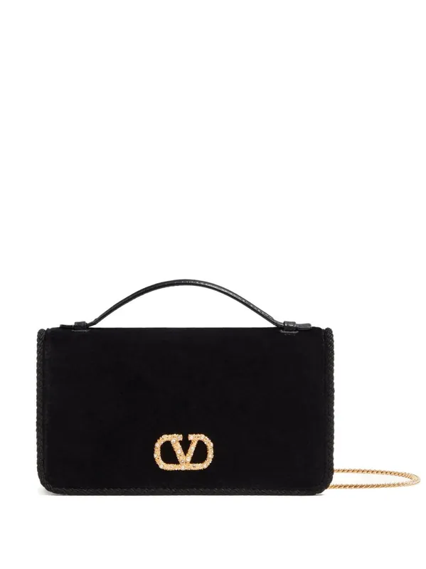 Vlogo Signature Velvet Wallet On Chain - Valentino Garavani