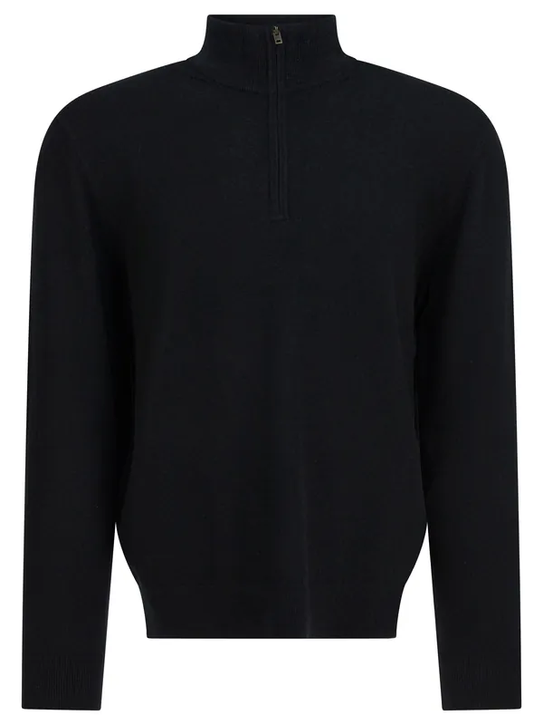 Cashmere Sweater With Half Zipper Knitwear Black - Vince