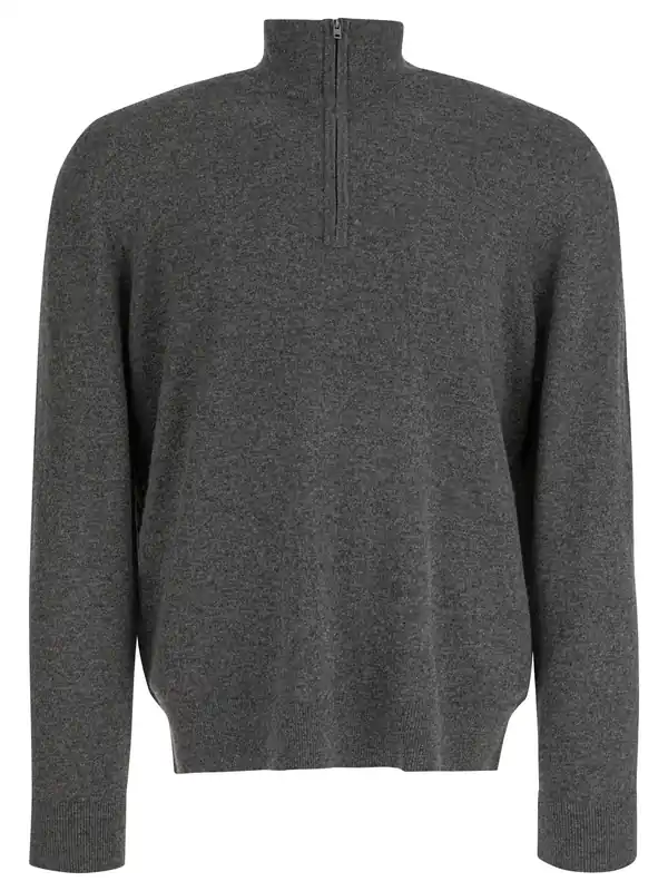 Cashmere Sweater With Half Zipper Knitwear Grey - Vince