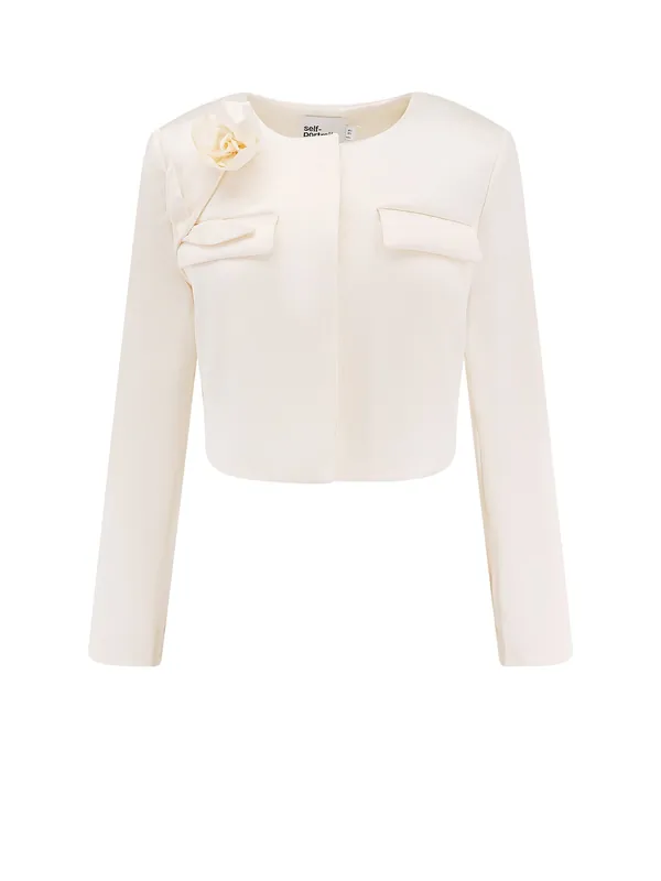 Satin Blazer With 3d Flower - Self-Portrait