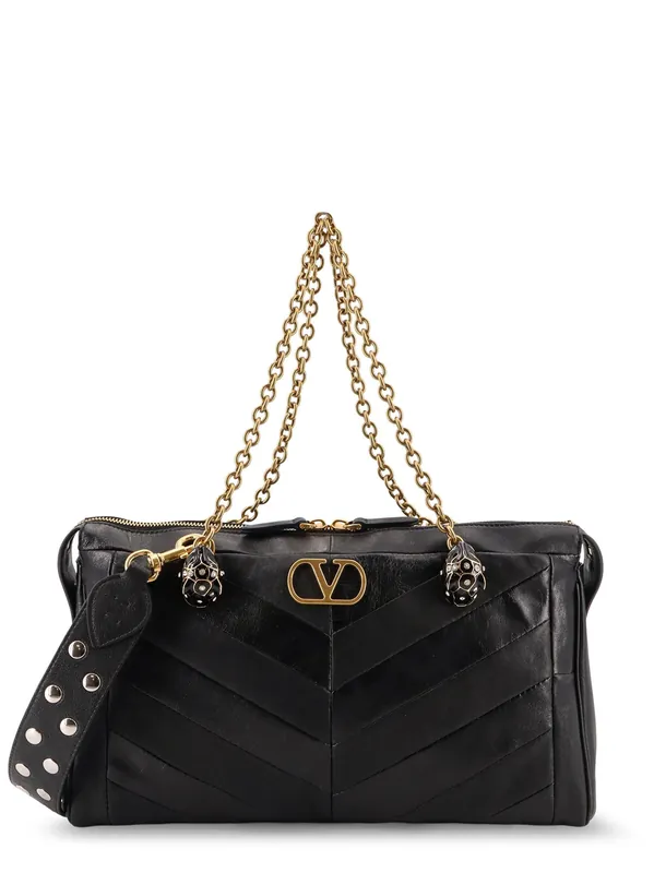 Panthea Leather Crossbody Bag With Metal Vlogo Signature - Valentino Garavani
