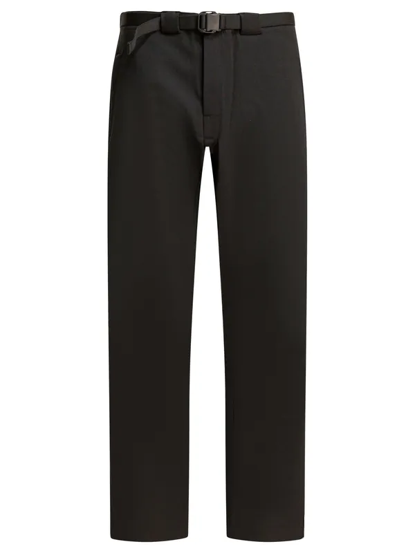 Wool Blend Belted Pants Trousers Black - Gr10k