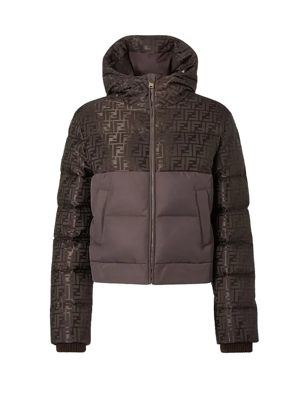 Down Jacket With Ff Jacquard Insert - Fendi