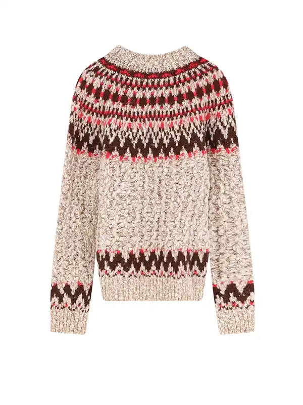 Jacquard Wool Blend Sweater With Geometric Pattern - Moncler Grenoble