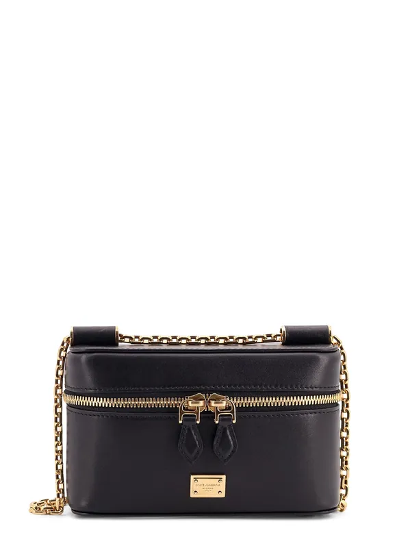 Sicily Leather Shoulder Bag With Metal Logo Tag - Dolce & Gabbana