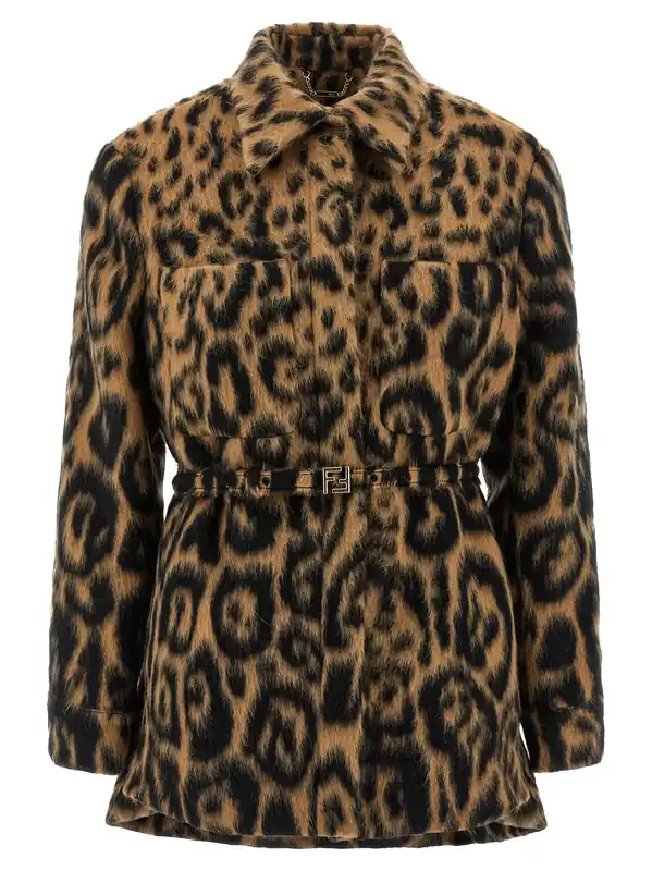 Animalier Jacket Coats And Trench Coats Beige - Fendi