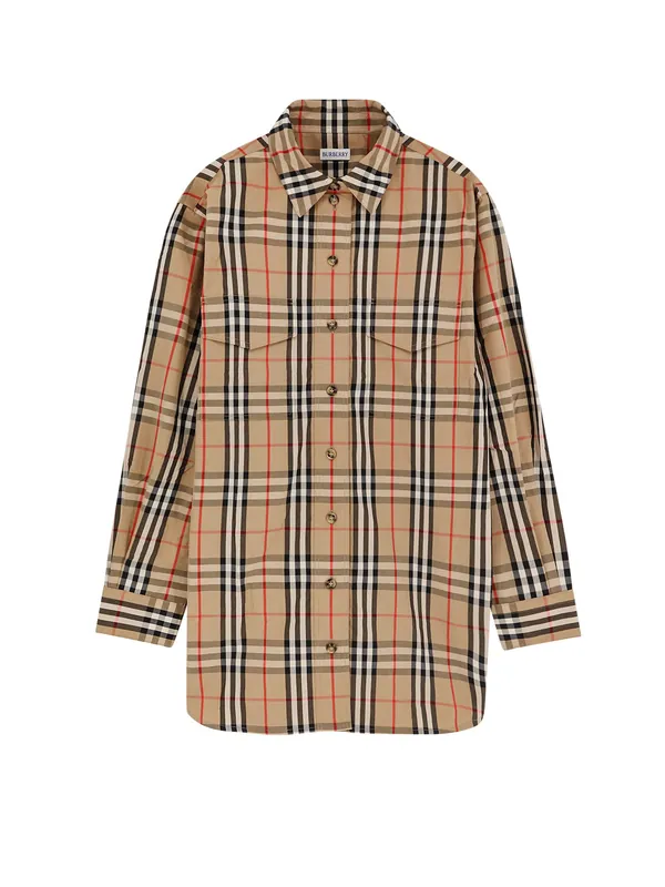 Cotton Shirt With Check Print - Burberry