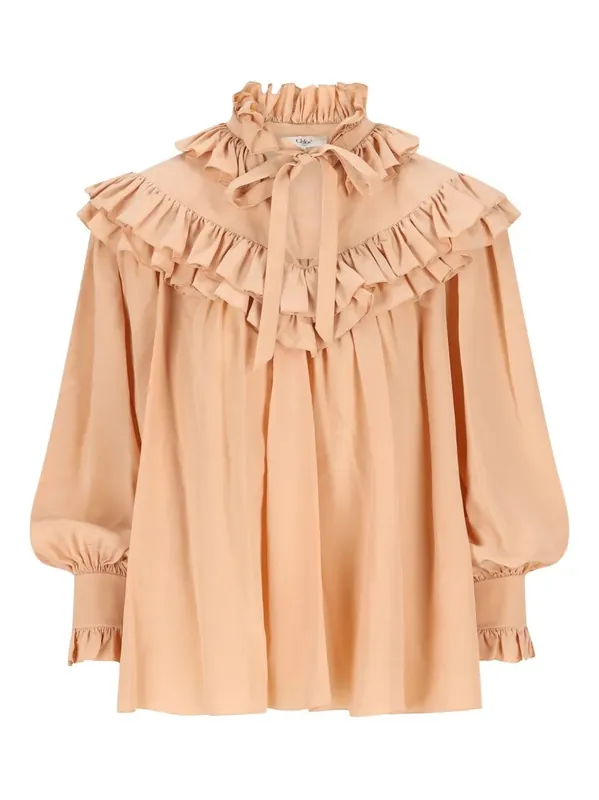Oversized CrÊPe De Chine Ruffle Top - Chloé