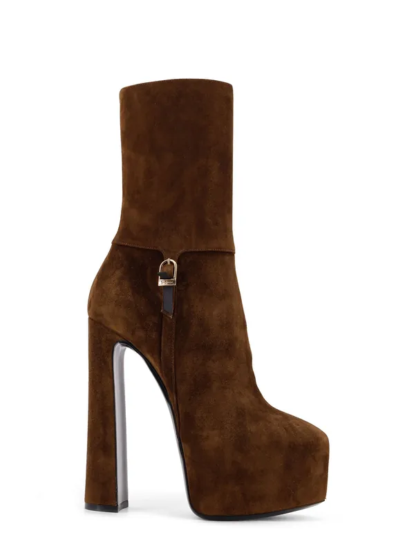 Nico Suede Plateau Ankle Boots - Saint Laurent