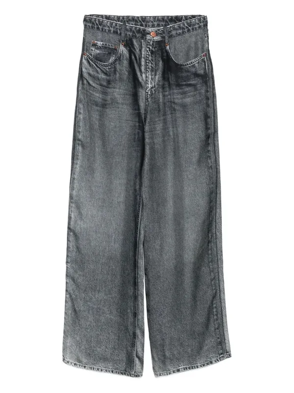 Denim Print Silk Trousers - Pierre Louis Mascia