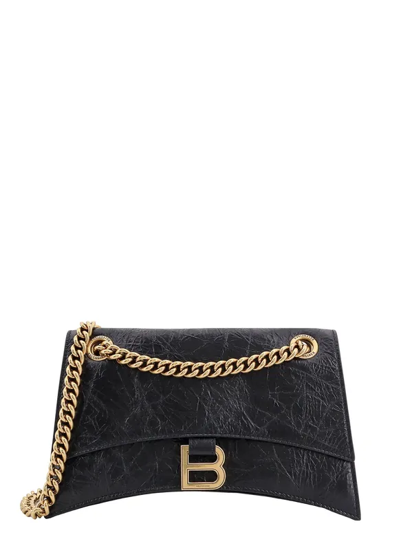Leather Shoulder Bag With Frontal Monogram - Balenciaga