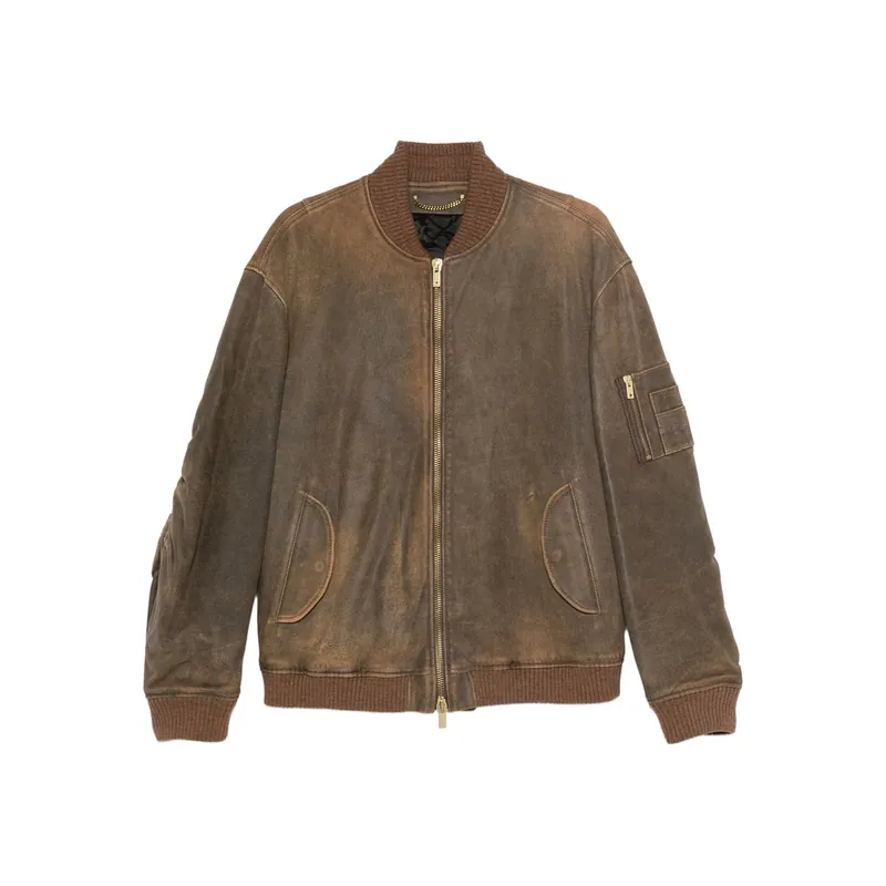 Black Orchi Leather Outerwears - Golden Goose
