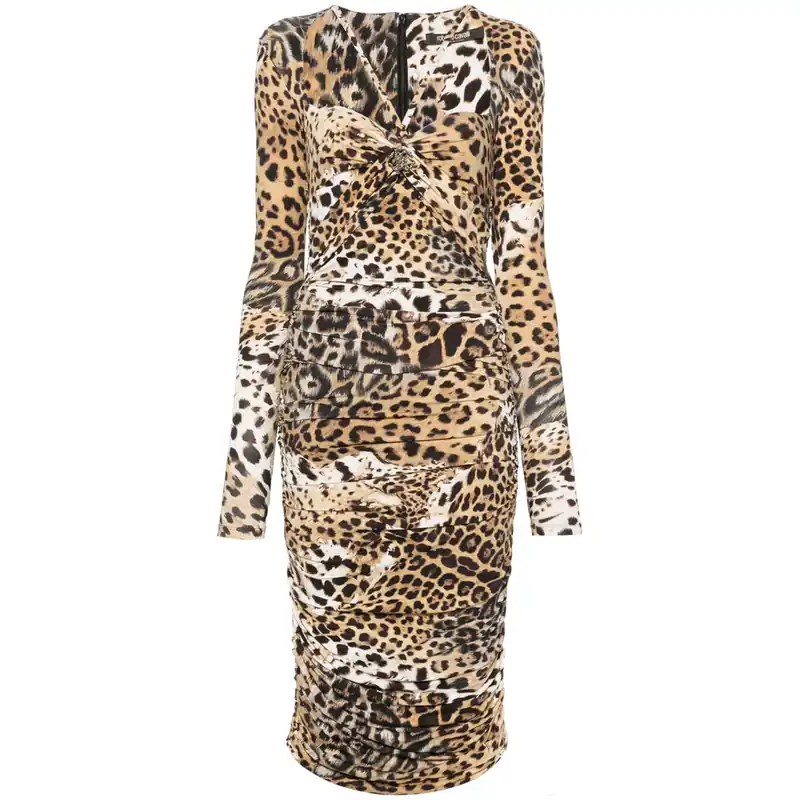 Jaguar Skin Dresses Neutral, Brown - Roberto Cavalli