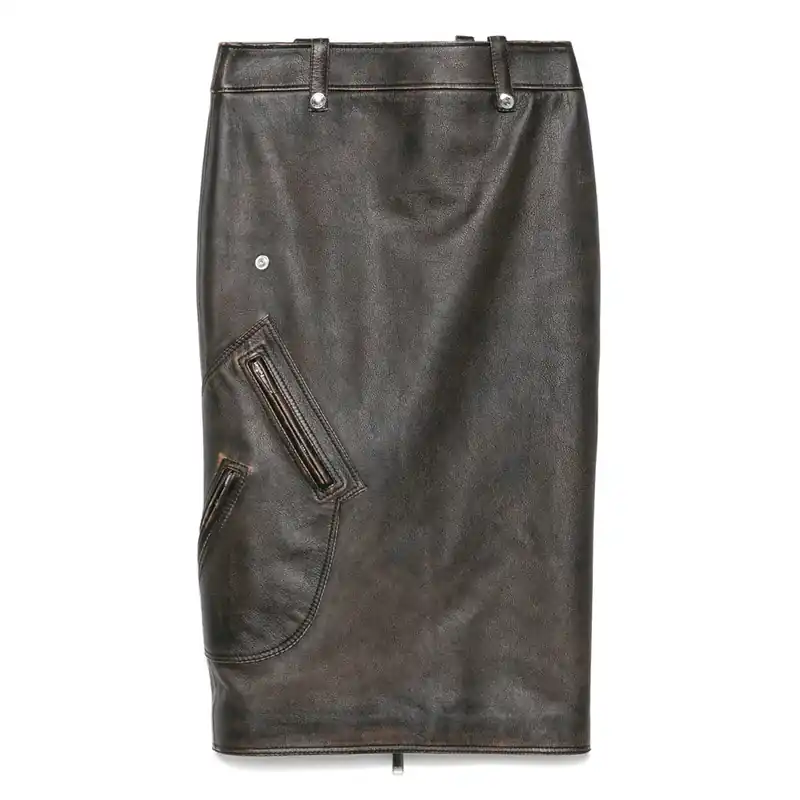 Leather Skirts Brown, Black - Alexander McQueen