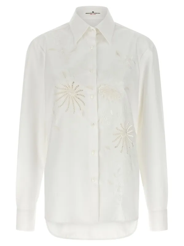 Embroidery Cotton Shirt Shirt And Blouse White - Ermanno Scervino