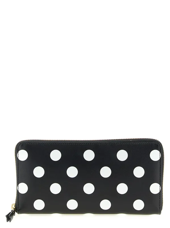 Polka Dots Printed Wallets And Card Holders White/Black - Comme Des Garçon