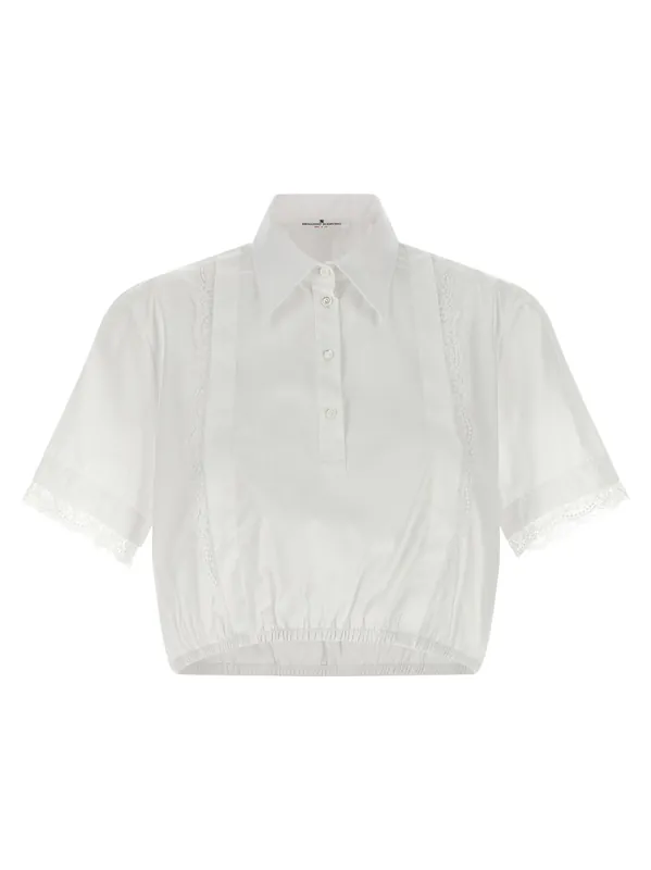 Lace Insert Shirt Shirt And Blouse White - Ermanno Scervino