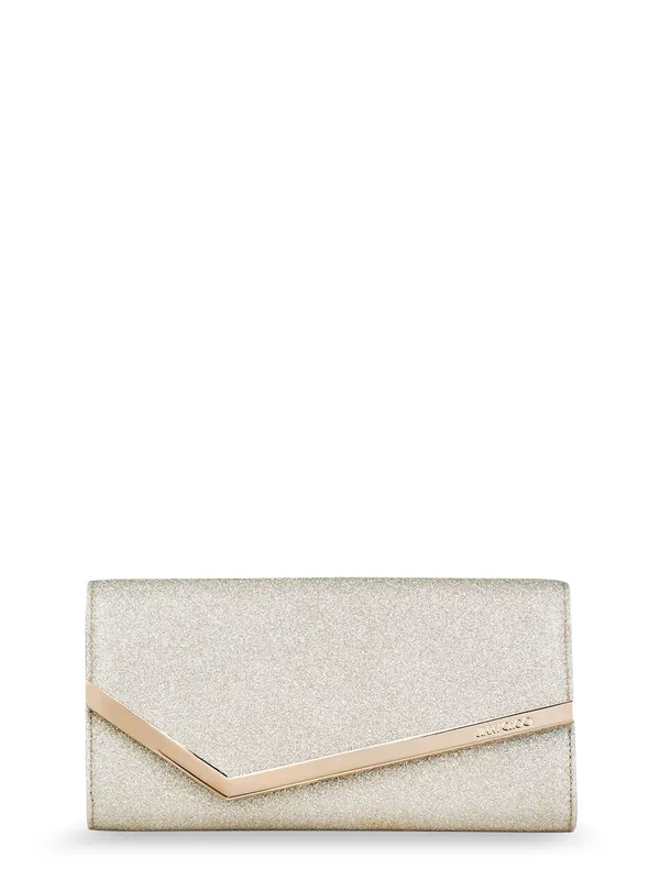 Emmie Leather Clutch With All-Over Glitter