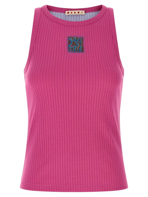 Logo Patch Tank Top Tops Fuchsia - Marni