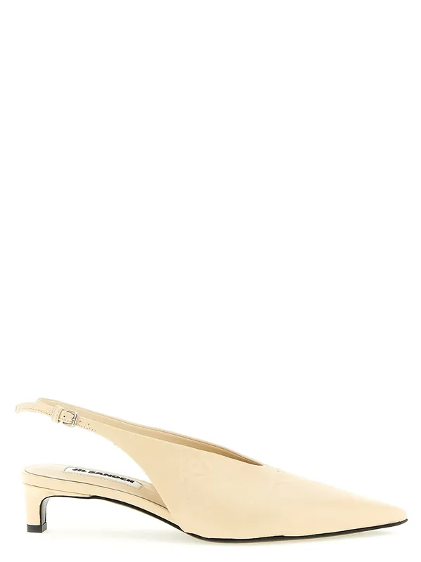 Leather Slingback Pumps Beige - Jil Sander