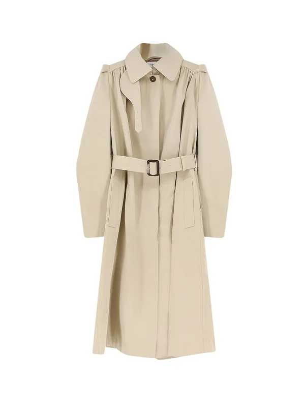 Cotton Trench With Puff Sleeves - Alexander McQueen