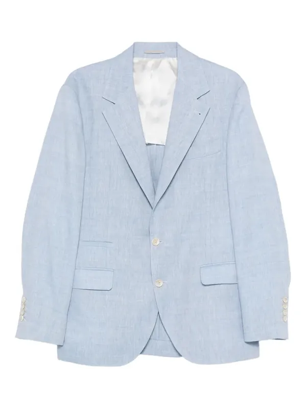 Linen And Virgin Wool Chevron Deconstructed Jacket - Brunello Cucinelli