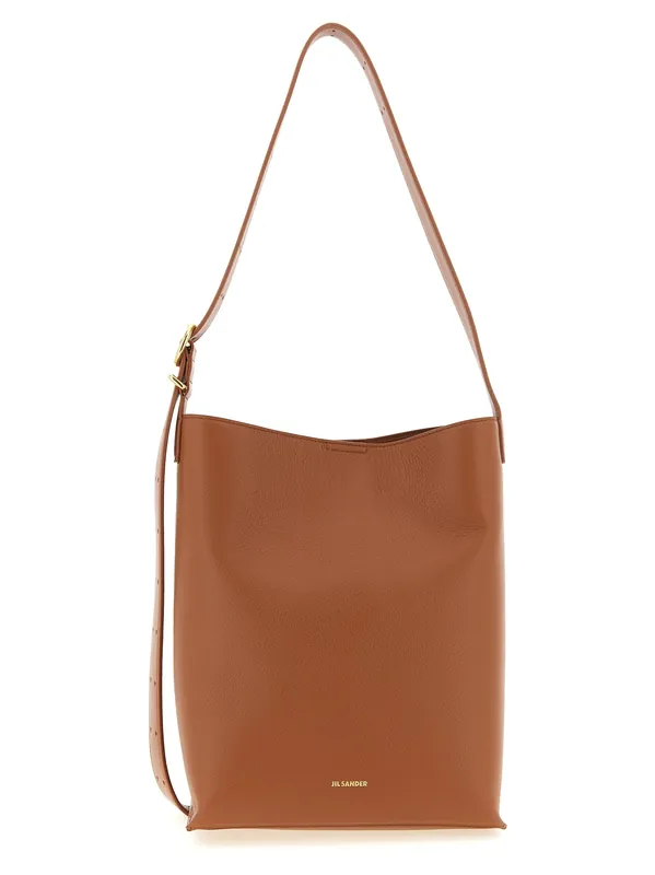 Cannolo Tote Shoulder Bags Brown - Jil Sander