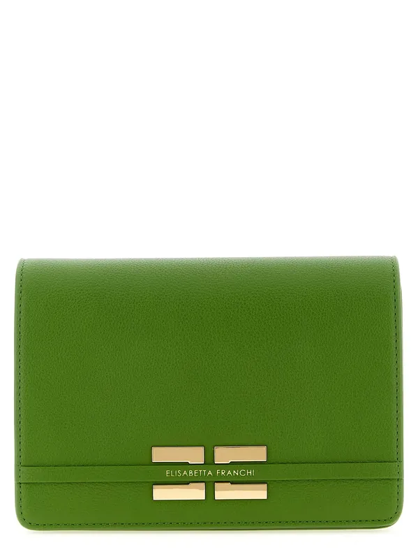 Logo Shoulder Strap Crossbody Bags Green - Elisabetta Franchi