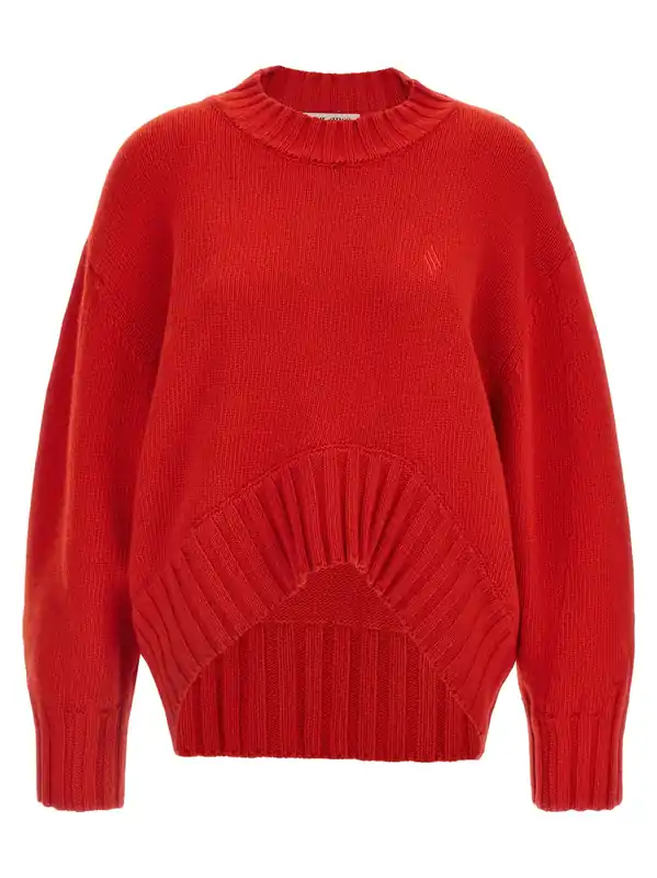 Asymmetrical Hem Sweater Sweaters And Cardigans Red - The Attico