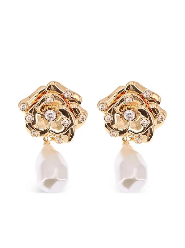 Flower Pearl Drop Earrings - Self-Portrait