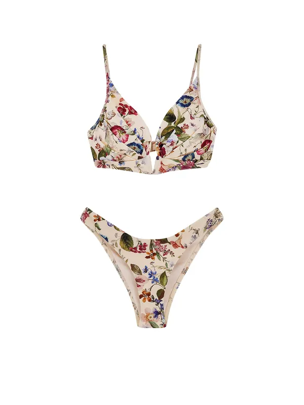 Nylon Bikini With Floral Print - Zimmermann