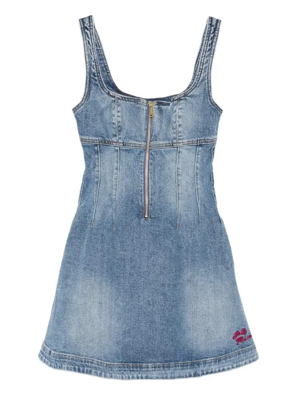 Short Denim Dress With Zip - Self-Portrait