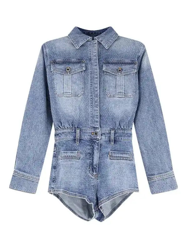 Denim Playsuit - Self-Portrait