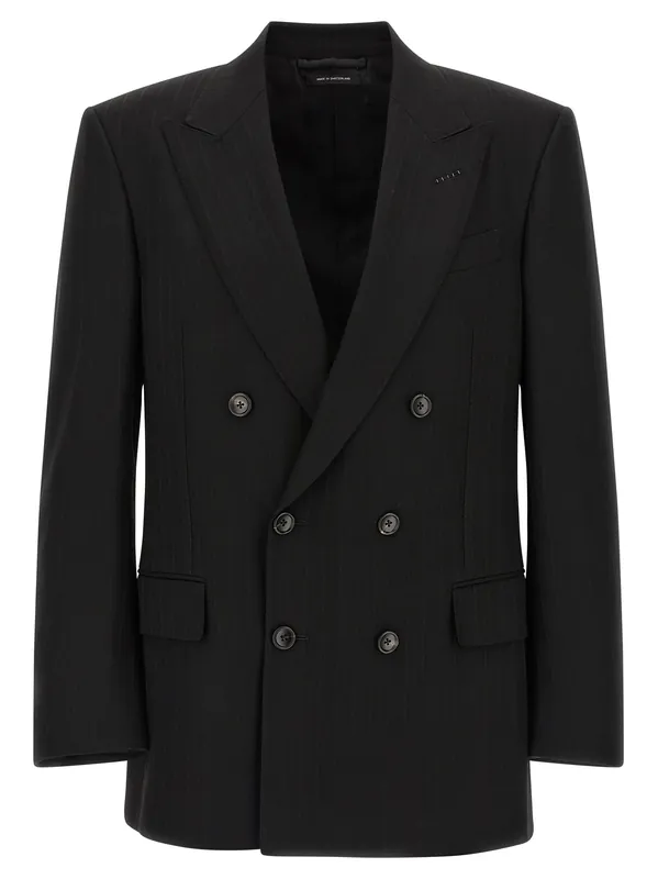 Satin Striped Blazer Black - Tom Ford