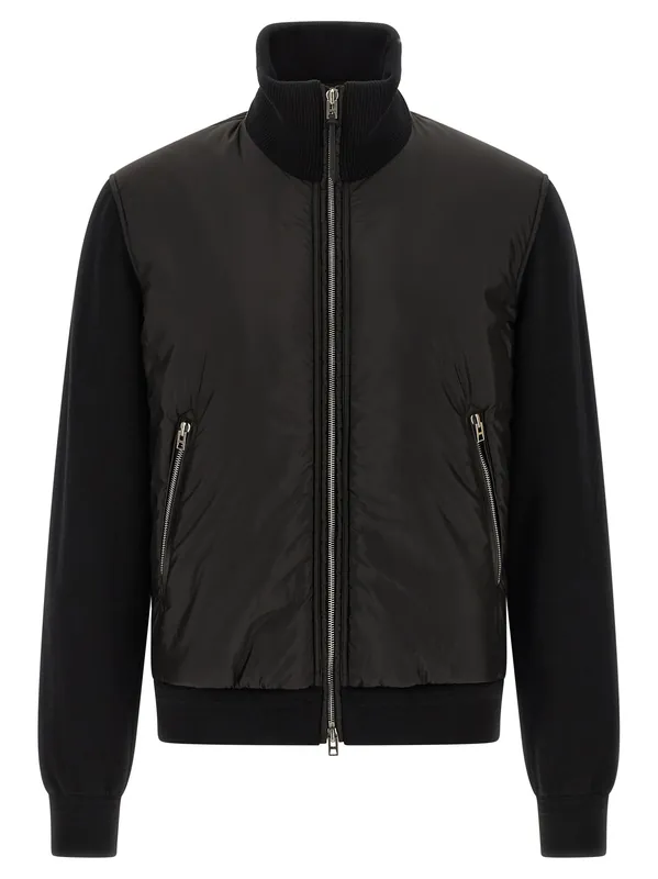 Merino Wool Bomber Jacket Puffer Jackets Black - Tom Ford