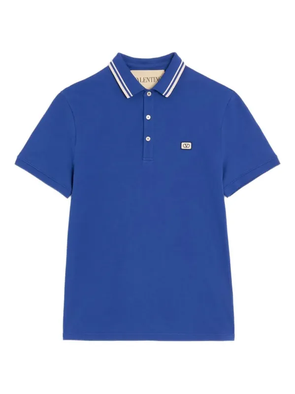 Cotton PiquÉ Polo Shirt With Vlogo Patch - Valentino Garavani