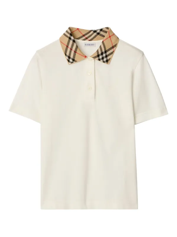 Check Collar Cotton Polo Shirt - Burberry
