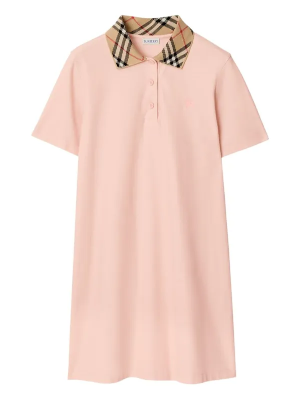 Check Collar Cotton Dress - Burberry