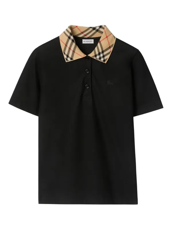 Check Collar Cotton Polo Shirt - Burberry