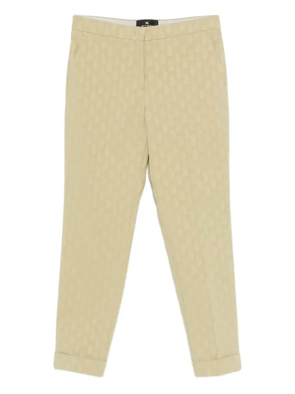 Cropped Cotton Jacquard Trousers With Micro Paisley Motif - Etro