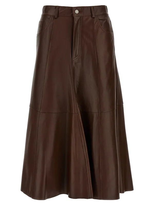 Mid Serenity Leather Skirts Brown - Haikure