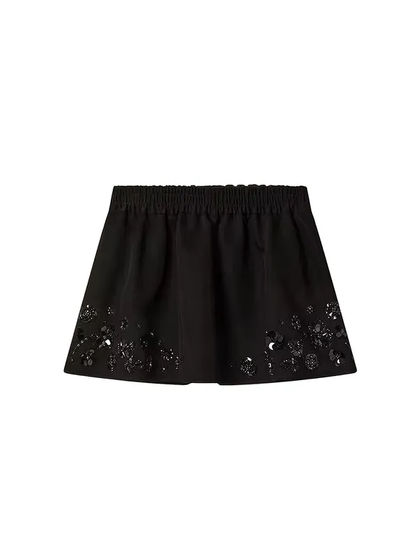 Cotton Blend Midi Skirt With Floral Sequin And Crystal Details - Golden Goose
