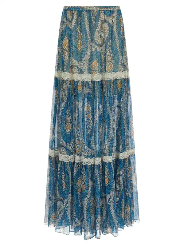 Lace Insert Skirt Skirts Light Blue - Etro